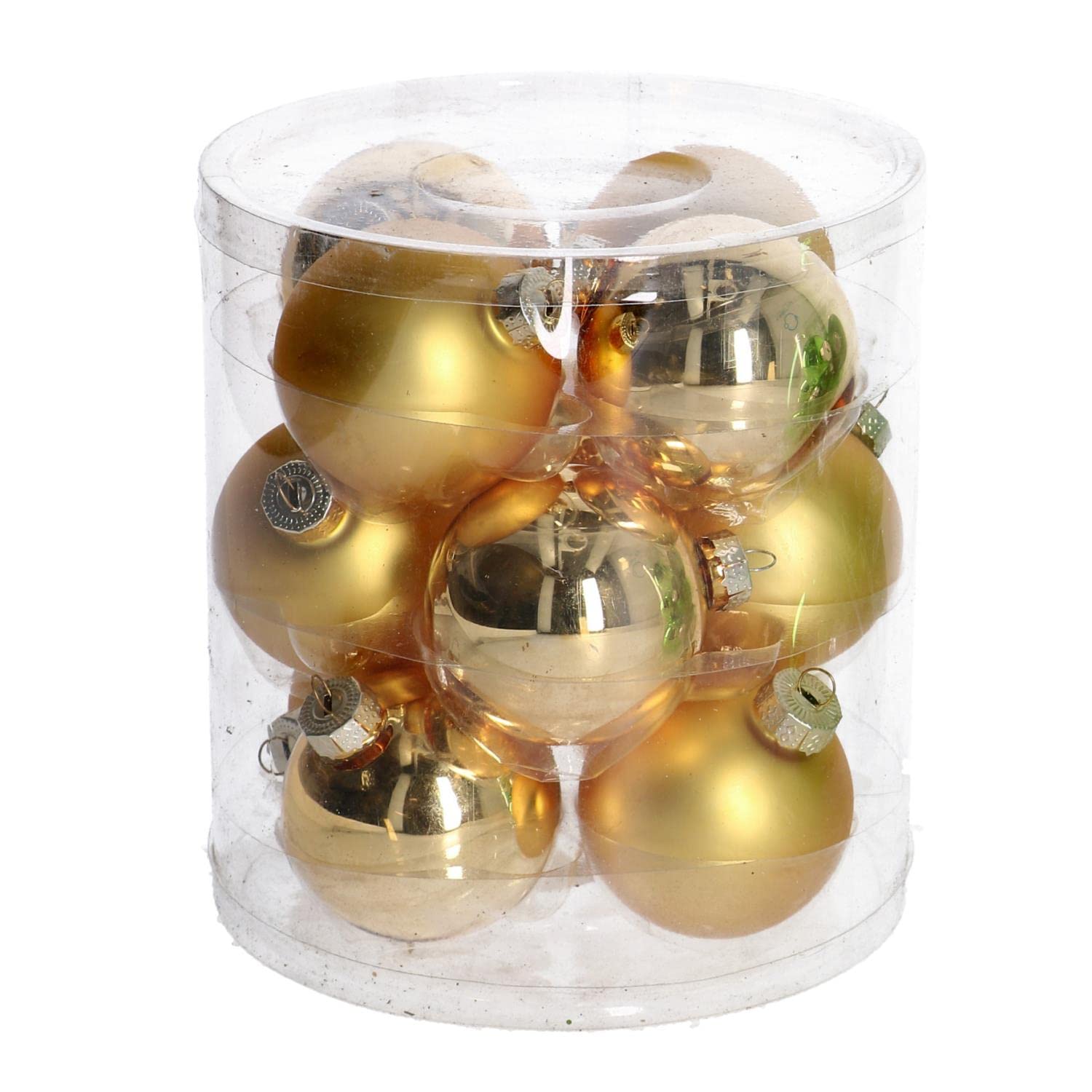 Pack of 12 Classic Gold Glass Christmas Baubles Hanging Tree Decoration 6cm Diameter