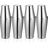JJUNW 8Pcs Boston Cocktail Shaker, Professional Silver Stainless Steel Tins Bartender Kit with 18oz & 24oz Mixed Drink Shakers Tool