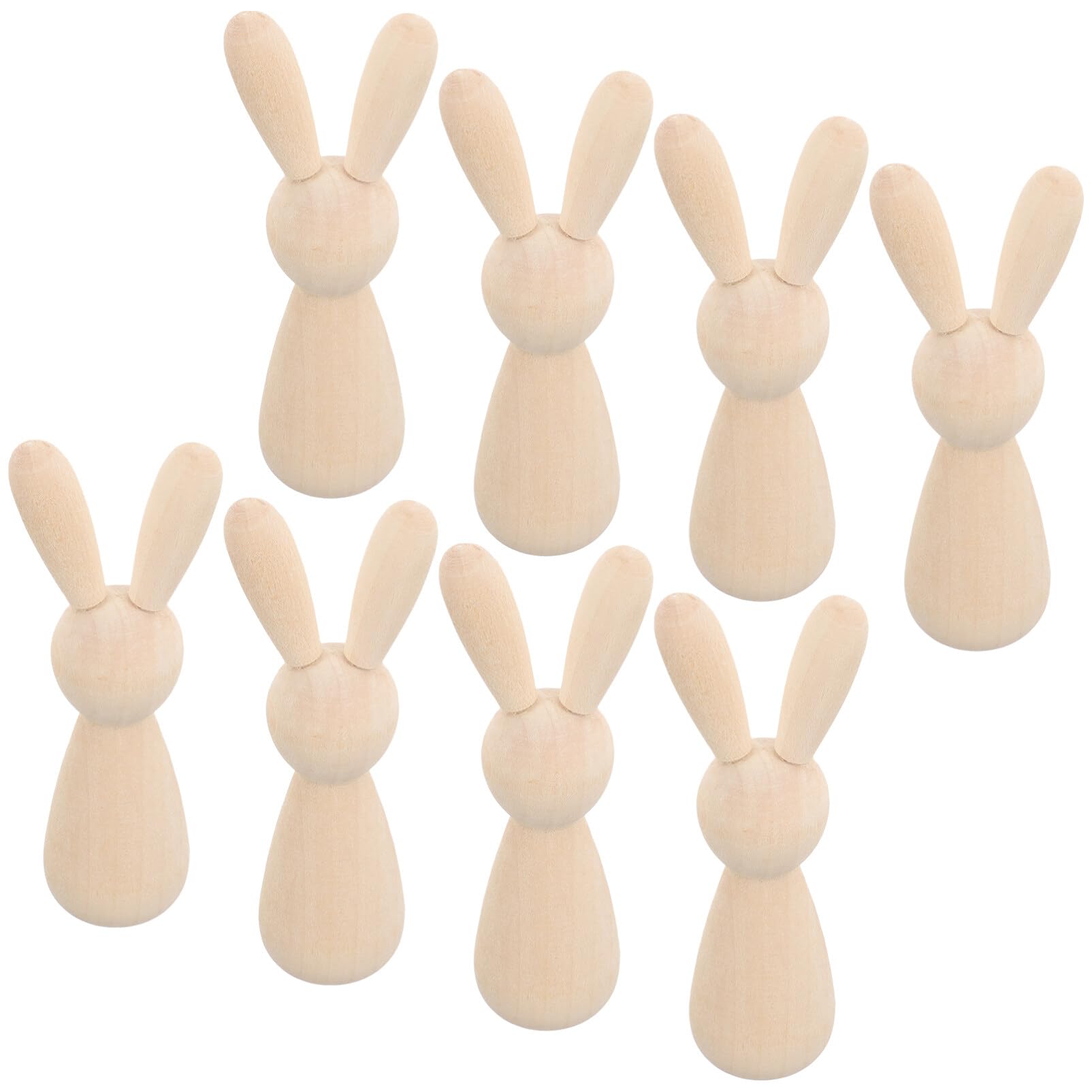EXCEART Wooden Rabbit Peg Dolls 9 Inch Unpainted Natural Wooden Figures for DIY Crafts Home Decoration Eco-Friendly Rabbit Toys