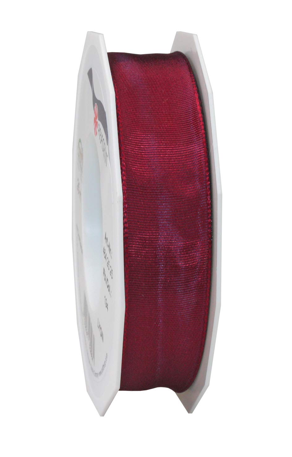 Präsent - Lyon Wired Taffeta Ribbon Crimson 25 mm Width, 25 m Length — image 1