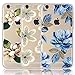 iPhone 6 6S Case with flowers, [3-Pack] CarterLily Watercolor Flowers Floral Pattern Soft Clear Flexible TPU Back Case for iPhone 6 6S 4.7''- Blue Flowers