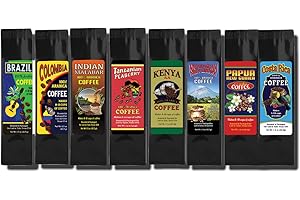 LUTI Around the World Coffees Gift Set of 8 Bags -1.5 Ounce ea. Enjoy A World Coffee Tour Gift Pack - Medium Roast