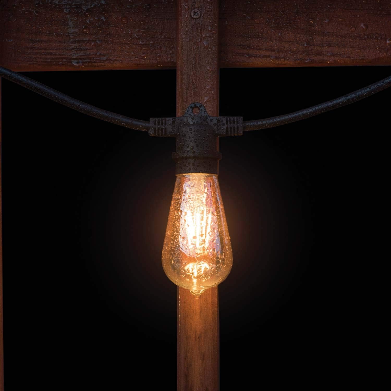 Mr Beams 4W ST58 Bulb Nostalgic Vintage Edison LED Weatherproof Outdoor String Lights, 24 feet, Black - - 