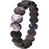 YXBOMG Silver Obsidian Bracelet Cross-cut Natural Crystal Stretch Bracelet Gift for Men Women Christmas Birthday Energy Healing Bring Happiness Luck Wealth