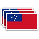 (3Pcs) Samoa Flag Sticker &ndash; Samoan Stickers National Flag Decals, 3" x 1.6" | Waterproof Vinyl Decal For Laptop, Water Bottle, Scrapbook, Phone Case, Hard Hat, Helmet, Luggage