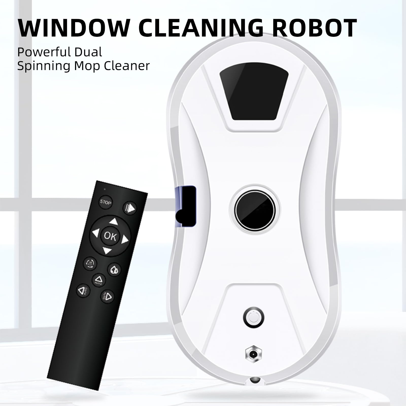 AHWOiHS Fensterputzroboter Fensterroboter Saugkraft von 2800 Pa, Fensterreiniger Roboter 3 Reinigungsmodi mit Automatische Einzelsprühfunktion, Kantenerkennung für Innen- und Außenfenster 2