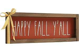 flangairy Happy Fall Yall Sign, Wooden Fall Decorations for Home, Indoor Autumn Centerpieces for Tables Wall Shelf Desk Fireplace Mantle Farmhouse House Decor