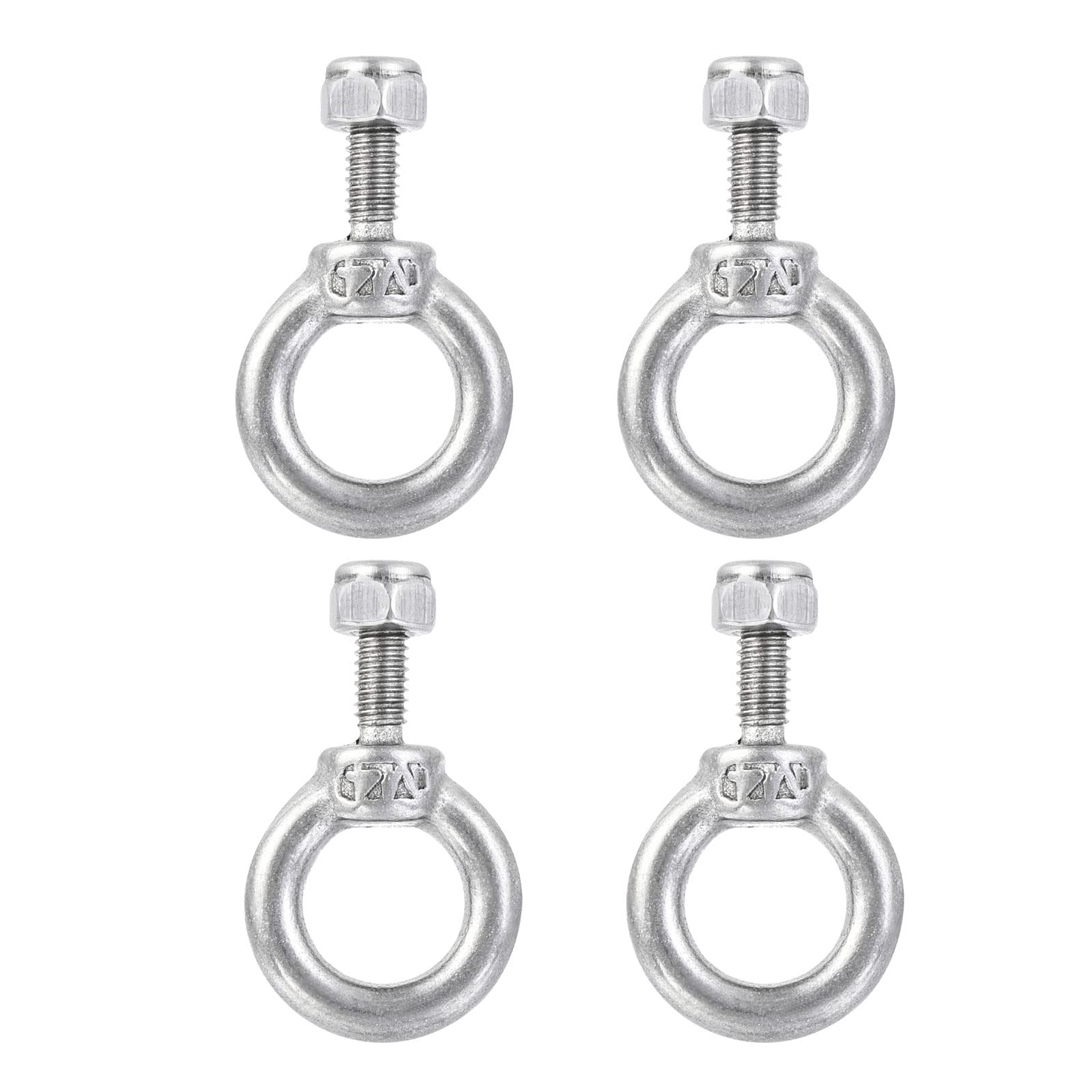 M METERXITY 4 Set Machinery Shoulder Lifting Eye Bolt - Chandelier Fence Stainless Steel Lifting Ring Bolt with Lock Nuts Apply to Wire Rope (M4, Silver)