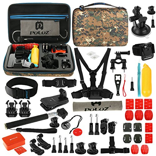 PULUZ 53 Accessories(Chest Strap/Suction Cup Mount/Pivot Arms/J-Hook Buckle/Wrist Strap/Helmet Strap/Monopod/Surface Mounts/Tripod Adapters/Handlebar Mount) for GoPro HERO5 /4 Session /4 /3+ /3 /2 /1