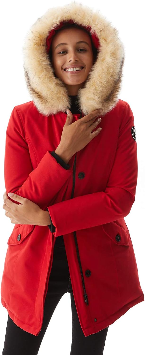 Molemsx Women's Thickened Down Jacket Warm Parka Down Coat with Fur Hood Puffer Jacket: Clothing