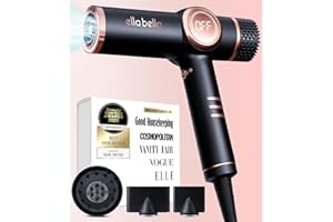 ELLA BELLA® Professional Ionic Hair Dryer with Diffuser • Negative Ion Blow Dryer • Suitable All Hair Types • Intelligent Heat Control & Rapid Drying Speeds • Lightweight Design • Low Noise Technology