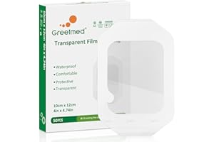 GREETMED Transparent Film Dressing 50 Packs 4'' x 4.75'' Waterproof Adhesive Patch Breathable Wound Cover Post Surgical Shower Tattoo Aftercare Bandage Comfortable Adhesive Clear Bandages for IV Shield