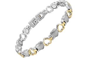 Willis Judd Womens Love Heart Titanium Magnetic Bracelet Adjustable