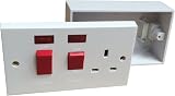 Homesmart White 45 Amp Double Cooker Switch Socket Unit Neon Pattress Box view 2