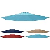 Simple Deluxe 9' Patio Outdoor Table Market Yard Umbrella Replacement Top Cover with 8 Ribs, 9ft Canopy, Turquoise Canopy (Replacement Canopy Only fits 9 ft 8 ribs patio umbrella)