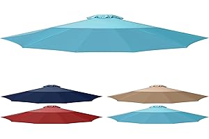 Simple Deluxe 9' Patio Outdoor Table Market Yard Umbrella Replacement Top Cover with 8 Ribs, 9ft Canopy, Turquoise Canopy (Replacement Canopy Only fits 9 ft 8 ribs patio umbrella)