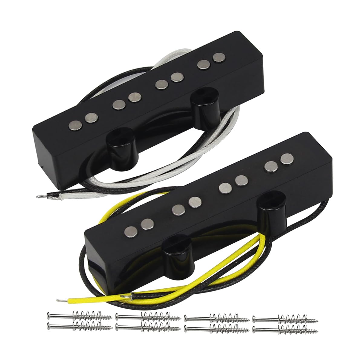FLEOR Alnico 5 JB Bass Pickups Neck & Bridge Pickup Set for 4 Strings JB Style Electric Bass, Black — image 1