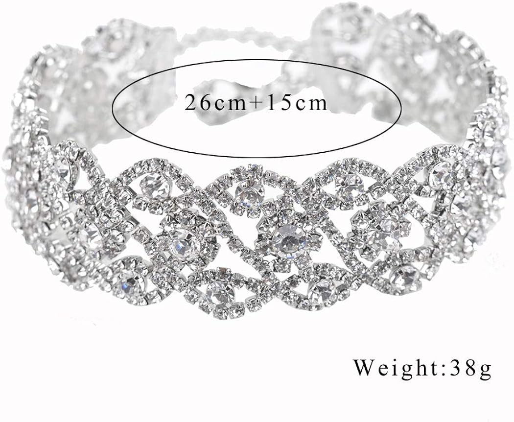 Jakawin Rhinestone Choker Necklace Jewelry Adjustable Collar Necklaces Silver Chokers for Women and Girls NK126 (Silver): Clothing