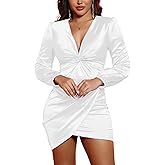 DeftSharp Womens Ruched Formal Bodycon Zipper Graduation Dresses-Elegant Cocktail Party Wedding Midi Dress