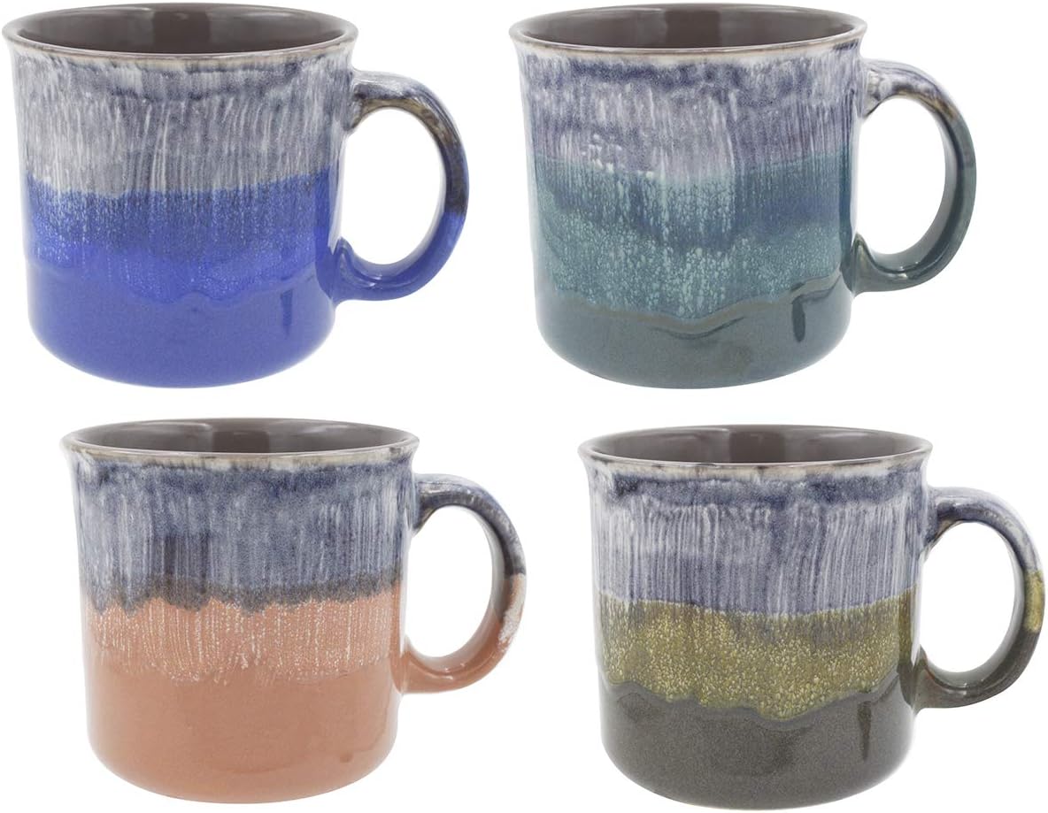 Coffee Mugs Set of 4 Unique Ceramic Glazed Coffee and Tea