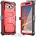 COVRWARE Aegis Series Compatible with Galaxy J3 (2016)/ J3 V/Sky/Sol/ j36/ j36V/Amp Prime/Express Prime Full-Body Holster Armor Case with Built-in Screen Protector, Belt-Clip, Kickstand, Red