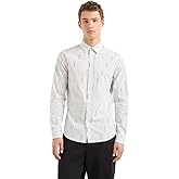 Armani Exchange Men's Slim Fit Jacquard Cotton Vertical Stripe Button Down