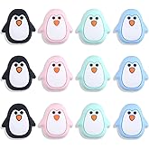 Mimalexin 12PCS Penguin Silicone Beads, Multicolored Penguin Silicone Focal Beads, Animal for Keychain Making, Creative Loose Beads Bulk for Pens DIY Handmade Crafts Necklace Bracelet Lanyard