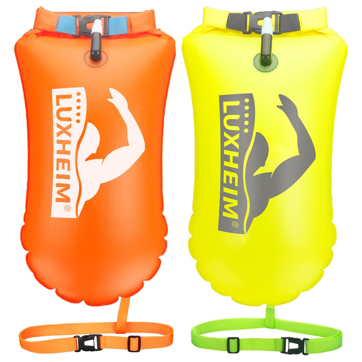 1/2 Pack Swim Buoy Tow Floats for Open Water Swimming Highly Visible Swim Float Dry Bag Waterproof Inflatable PVC Tow Float for Triathlons