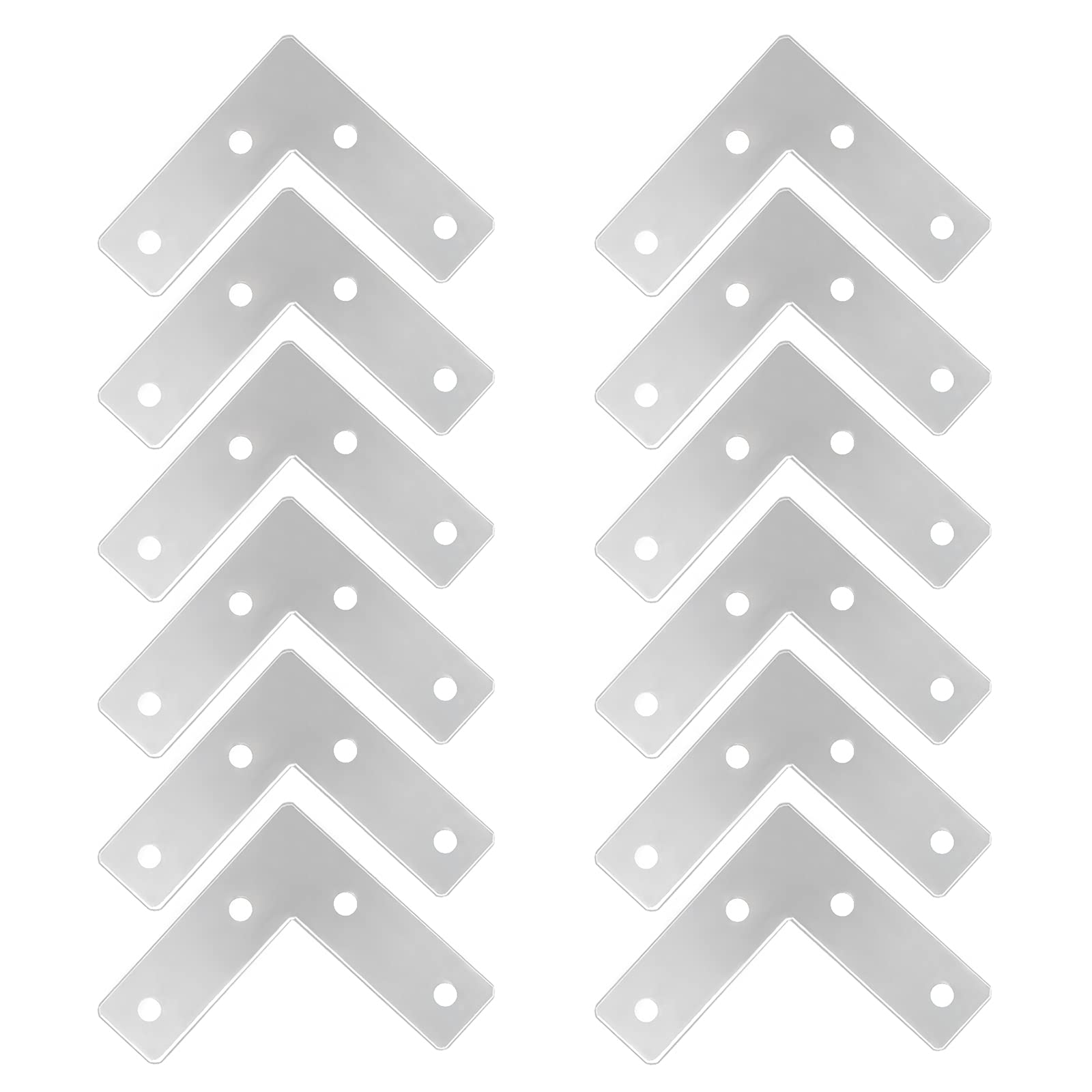 L Brackets for Wood - 12pcs, 90 Degree Flat Plates Corner Bracket, Right Angle Brackets, 5x5cm Heavy Duty Metal Repair Brackets with 48 Pcs Screws