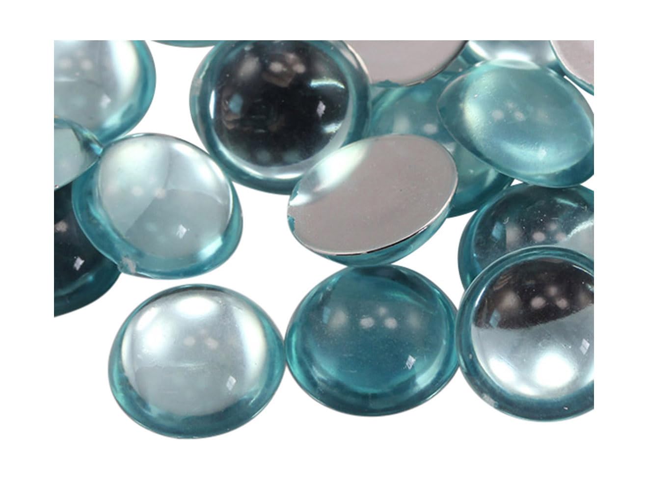 18mm Blue Aqua Lite .QR120 Round Flat Back Acrylic Cabochons Plastic Gems for Crafts Costume Embelishments Card Making Jewels Jewelry Making Cosplay Jewels - 30 Pieces