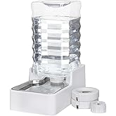 MASOCAT Automatic Pet Water Dispenser: 9L Gravity-Fed Stainless Steel Bowl - BPA-Free Large Capacity White Feeder for Dogs & Cats - Indoor/Outdoor Use