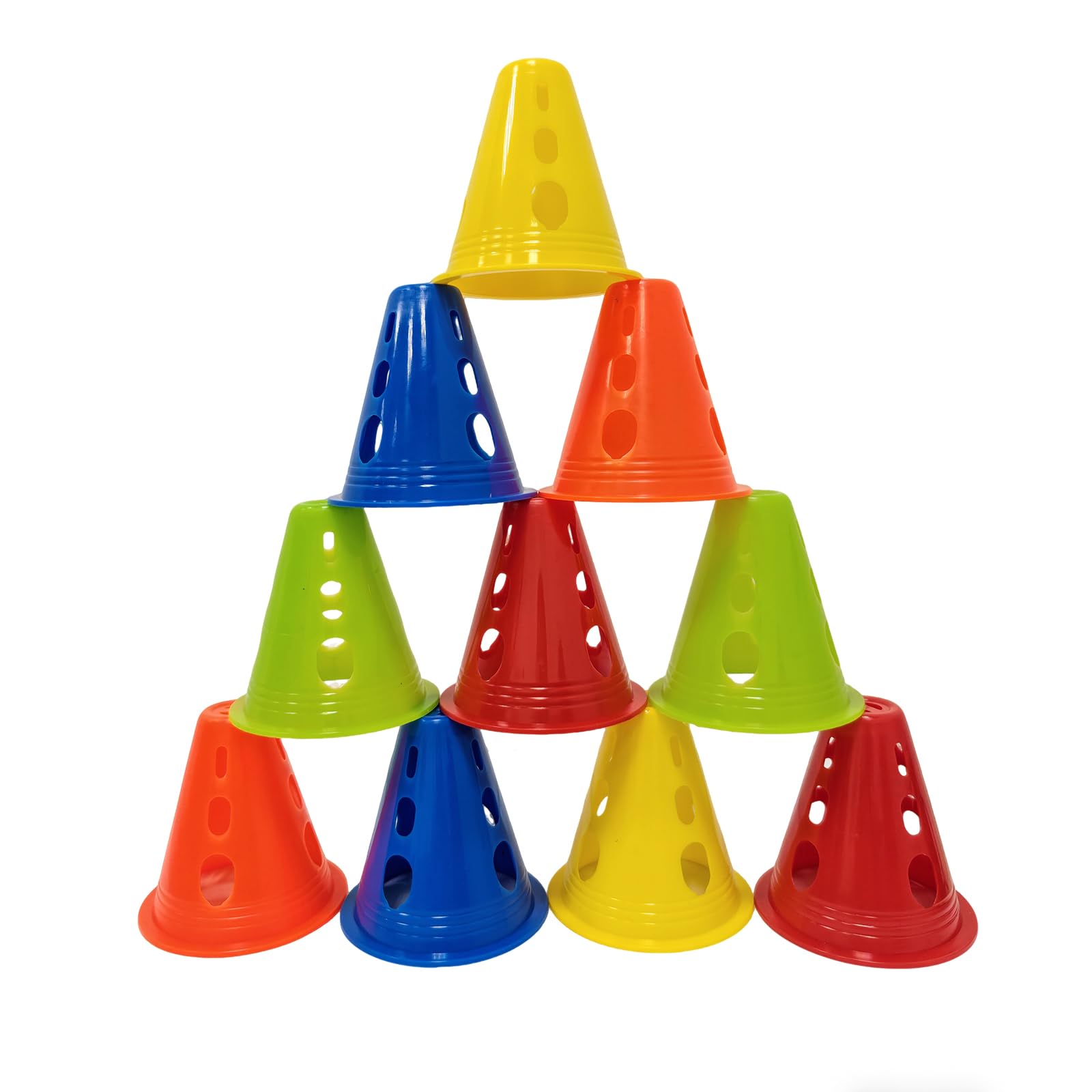 Ncheli 25 pcs Slalom Cones Roller skating obstacle,Sports Cones Plastic Marking Cones Training Cones Inline Roller Skating Cones Pile Cup for Skate Practice Sport Training 5 Colors