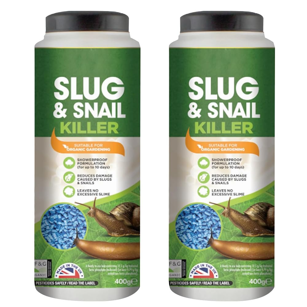 2 x 400gm Slug & Snail Killer Pellets Suitable for Organic Gardening Ready-to-Use Bait Ferric Phosphate to Control Slugs and Snails