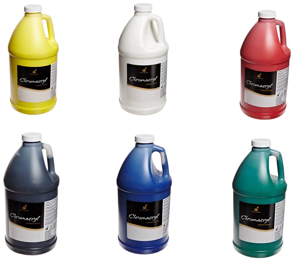 Chroma Chromacryl Premium Acrylic Paint 1/2 Gallon Set of 6