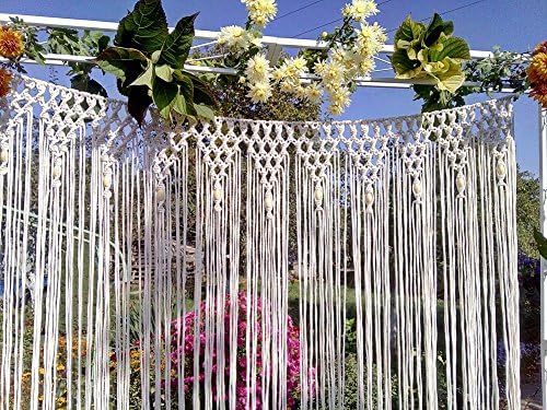 Pantaknot Large Macrame Wedding Backdrop Boho Decor Wall Hanging Arch Window Covering Headboard Curtain, 62”W x 60”L