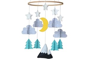 Sorrel + Fern Baby Crib Mobile (Starry Woodland Night, Mint) - Nursery Decoration Crib Mobile and Baby Shower for Boys and Girls