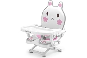 Uuoeebb Portable High Chair for Babies and Toddlers, Booster Seat for Table, Adjustable Height Travel Booster Seat with Tray, Toddler Folding Chair for Travel, Baby Feeding Eating Chair