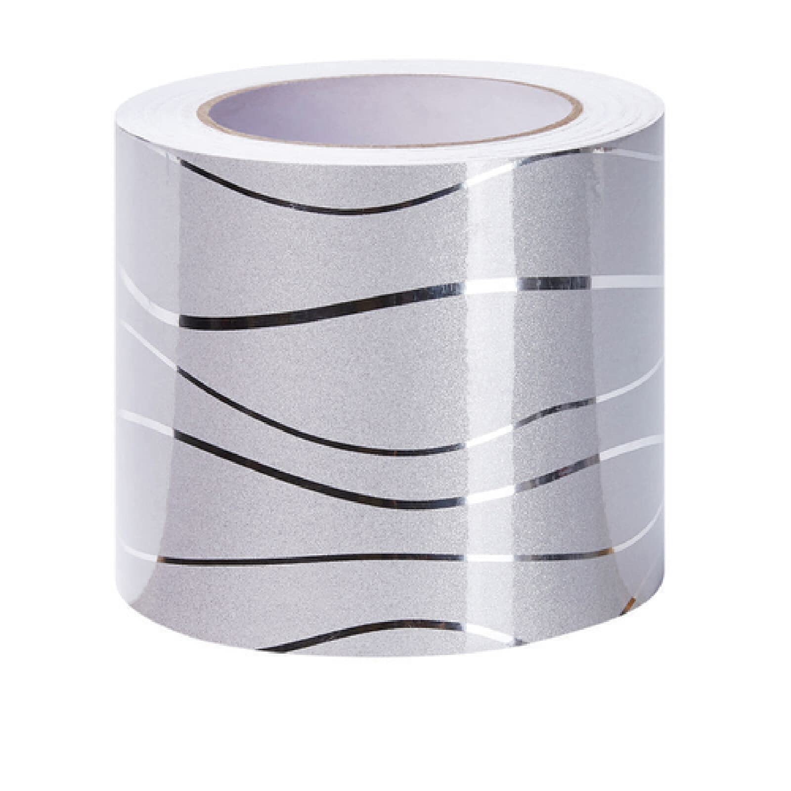 Dostear Wallpaper Border Peel and Stick wall Border Sticker Home Ceiling Decorative Border for Bathroom Living Room Kitchen Silver Wave 12cm X 500cm