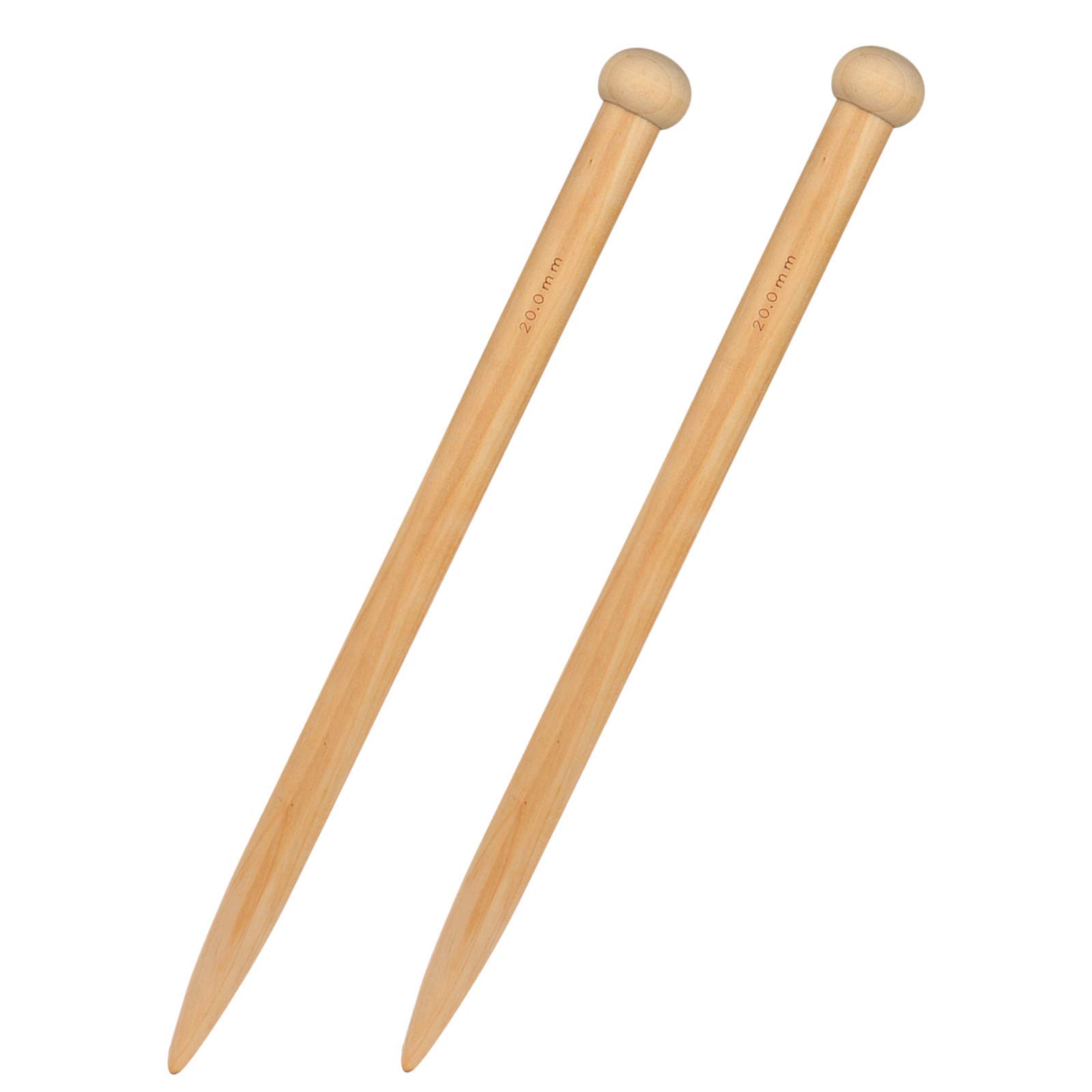 Coopay Big Knitting Needle 20mm, Huge Bamboo Knitting Needle for Chunky Wool and Larger Knitting Project, Wooden Jumbo Straight Knitting Pins for Arthritic Fingers, Lightweight Solid Wood, 35cm Long