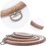 LAMXD 4 Sizes Imitated Wood Display Round Embroidery Hoop Set with Gold Eye view 5
