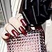Bridalvenus Set of 24 False Nail Chic Exquisite Wine Red Bridal Fake Nail Full Cover Nail Tips - Press on Nail Long Square with Glue and Adhesive Tab for women and girls