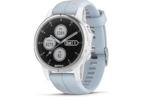 Garmin 010-01987-22 fēnix 5S Plus - Compact Multisport Smartwatch with Music, GPS, Maps, and Pay - White with Sea Foam Band, 