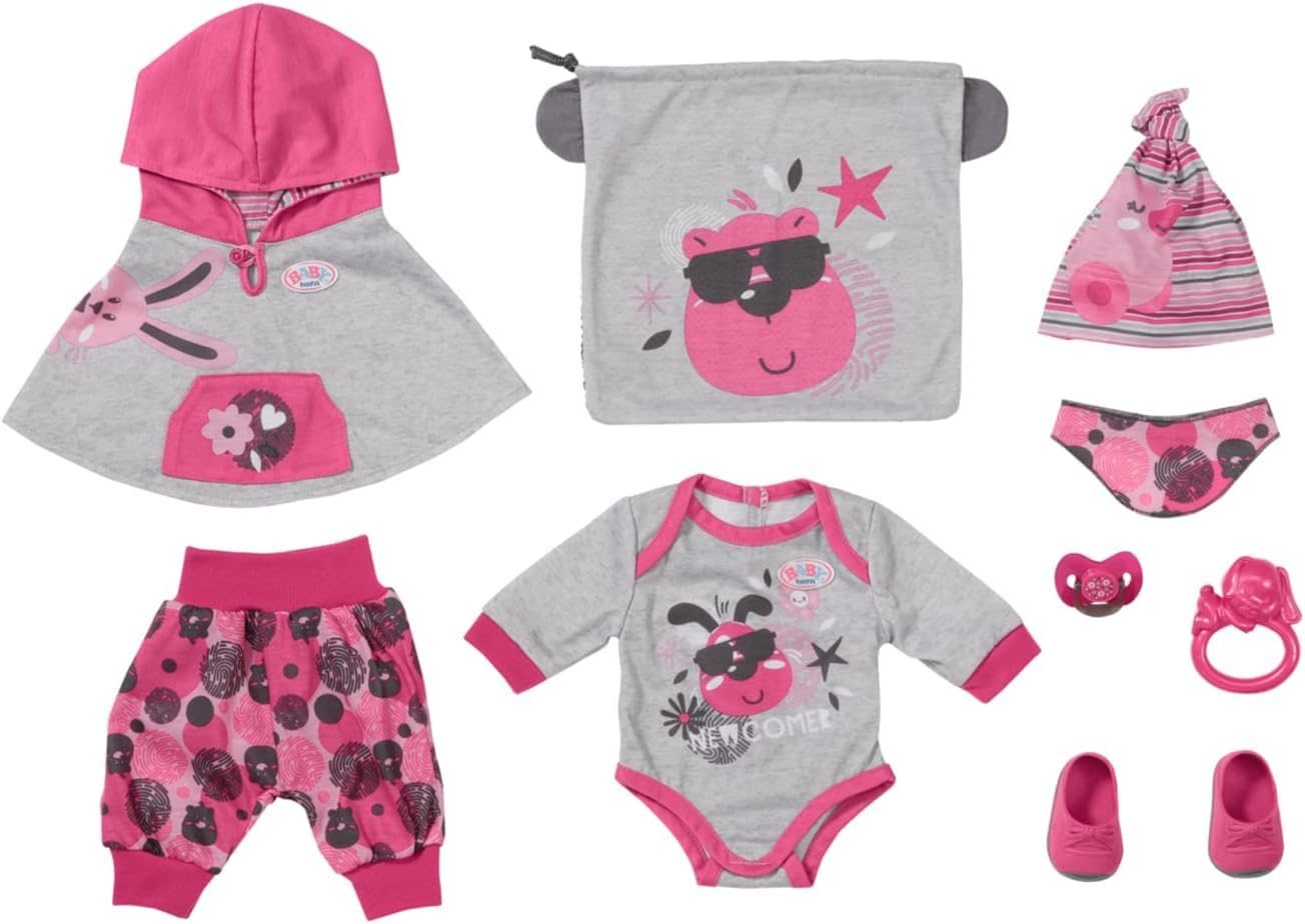 BABY born Deluxe Basic Accessory Kit for 43cm Dolls: Poncho, Bodysuit, Pacifier Included - Easy to Use - Promotes Empathy & Social Skills - Ages 3+