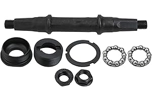 Square Hole Bicycle Bottom Bracket Axle Kit with Cups and Bearings, Metal Crankset Spindle Assembly for Road Mountain Bike Re