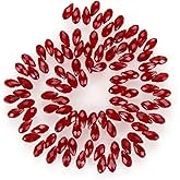 200pcs Czech 12mm Faceted Teardrop Briolette Crystal Glass Loose Beads Pendant Drop Spacer Bulk Siam Red for DIY Jewelry Making CCT2-5