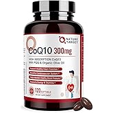 NATURE TARGET CoQ10-300mg-Softgels + PQQ with Organic-Olive-Oil - High Absorption-Coenzyme-Q10 - Antioxidant-for-Heart-Health and Immune Support, Energy Production, 120 Servings