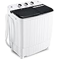 Portable Washing machine 17.6Lbs Capacity Mini Washer and Dryer Combo Compact Twin Tub Laundry Washer(11.6Lbs) & Spinner(6Lbs) with Gravity Drain,Low Noise for Apartment,Dorms,RV Camping, BLACK