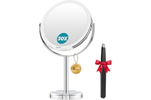 Auxmir Magnifying Mirror 30X /1X Makeup Mirror Double Sided with Magnification, Round Vanity Tabletop Mirror Crystal-Like Sty