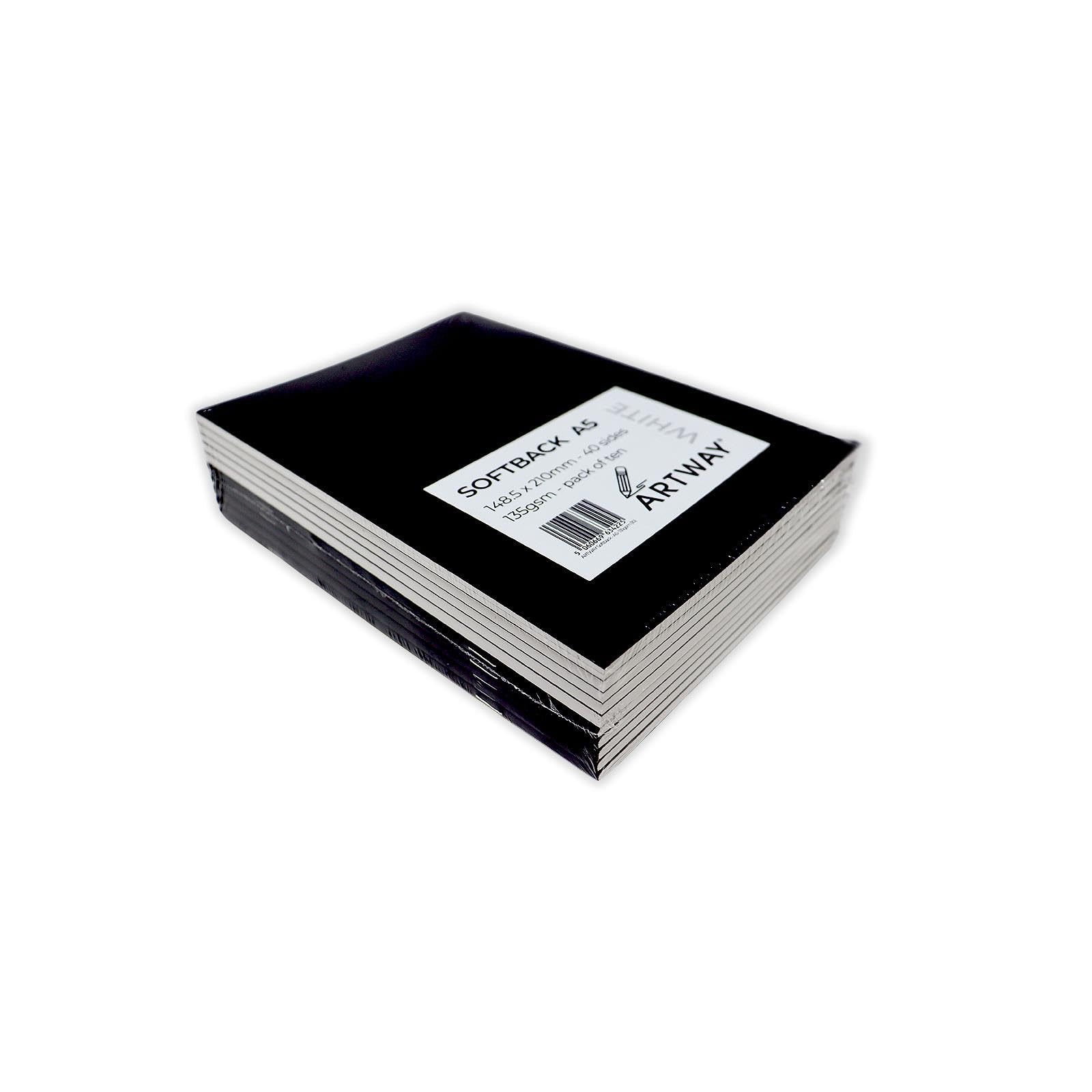 Artway Softback Sketchbook - A5 Portrait - 135gsm Cartridge Paper - 20 pages/40 Sides - Pack of Ten, White