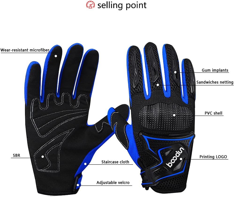 BOODUN Motorcycle Riding Gloves for Men and Women, Breathable Motorbike Gloves Knuckle Protection, for Climbing, Road Racing, Motocross etc: Sports & Outdoors